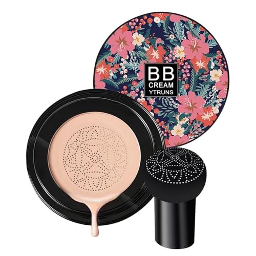 Mivceklw BB Cream Foundation、Mushroom Air Cushion Makeup、保湿コンシーラーベース、軽量で完璧なカバレッジ、女性と友人に最適、15G