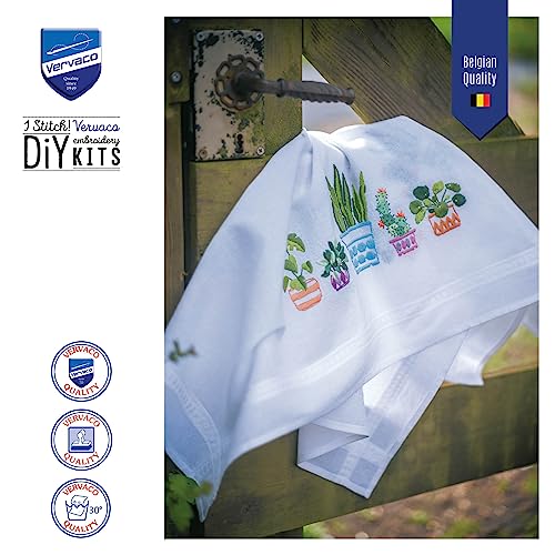 Vervaco Indoor Plant Tablecloth Kit, White, ca. 80 x 80 cm - Image 4