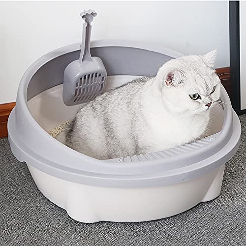 Cajas de Arena Semi Cerrado Caja de Arena Caja de Arena Cucharada Anti-Splash Portátil Plástico Grandentorant Sandpit Cat Self Limpieza Aseo Cat Little Box Arenero ​Gatos (Color : Light Grey)