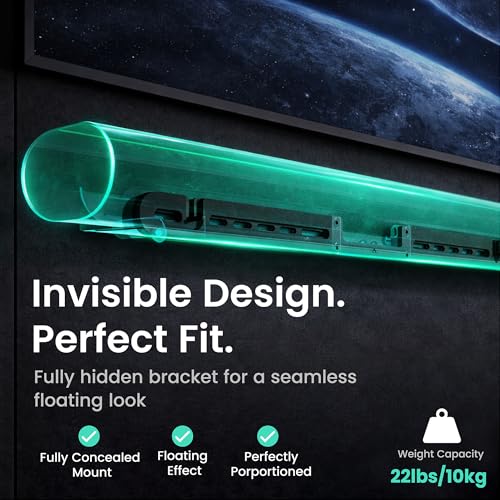 Image of ynVISION.DESIGN Soundbar Wall Mount compatible with Sonos Arc Ultra and Sonos Arc - Includes All Hardware and Anchors for Drywall & Hard Surface- Vibration-Reducing Foam Pads - Flat Wall Mount - Black