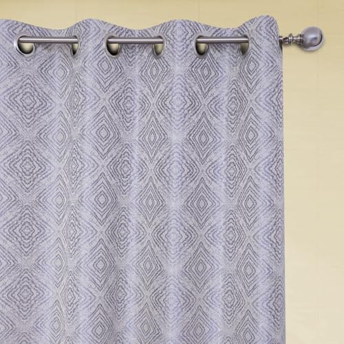 Image of Homestan Jacquard Door Curtains 7 Feet Long Set of 1, Elegant Screen for Door with Grommet for Home Decor (7x4 Feet, Grey)