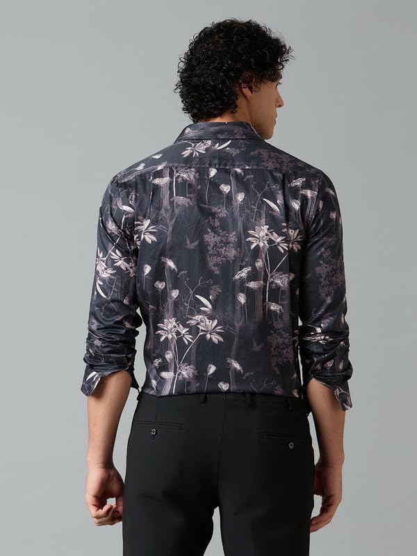Image of Men's Printed Regular Fit Full Sleeves Cotton Formal Shirt