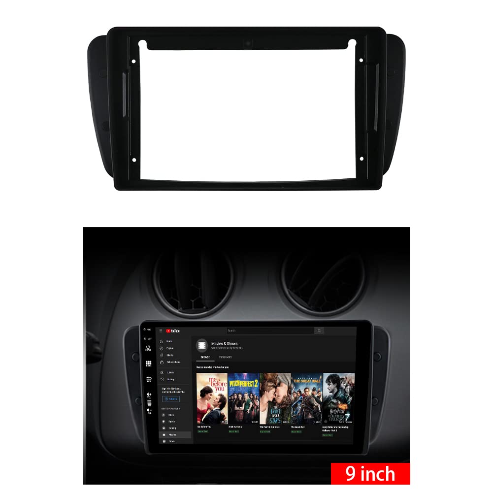 Façade Autoradio 2 DIN Pour Seat Ibiza 2008-2015 - Kit Cadre Tableau De Bord Noir ABS - Dimensions 178x102 Mm