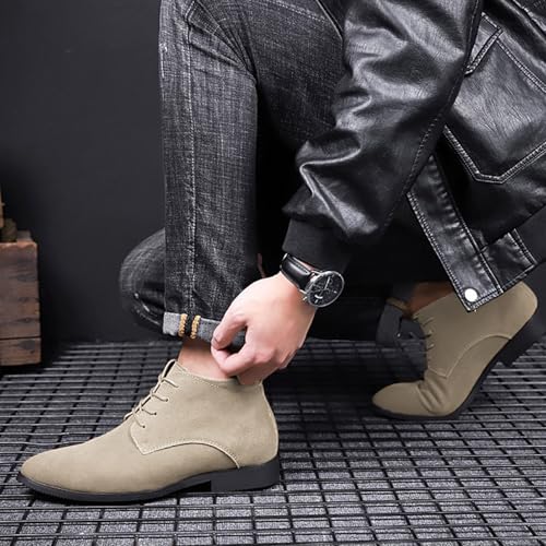 Image of rismart Men's Suede Chukka Boots Plain Toe Lace Up Oxfords Business Casual Shoes