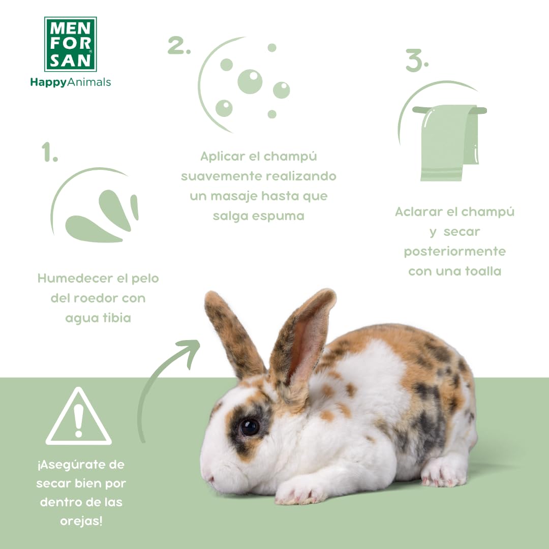 Menforsan Shampoo All'aloe Vera per Roditori, Conigli e Furetti 300 ml, per Pelli Sensibili e Irritate