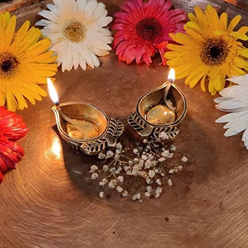 phareLamp Presents Indian Diwali Oil Lamp Pooja Diya Brass Light Puja Decorations Mandir Decoration Items Handmade Table Home Backdrop Decor Lamps Made in Decorative #A217