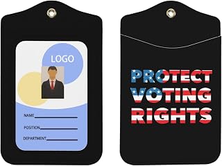 Protect Voting Rights Leather ID Badge Holder Card Badge Holders with Detachable Neck Lanyard Strap for Staff, Offices
