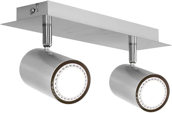 Trio 802400207 Serie 8024 - Focos con 2 luces, bombillas excluidas, GU10, 35 W, 230 V, A++, E, IP20, 15 x 30 x 9 cm, metal, níquel mate