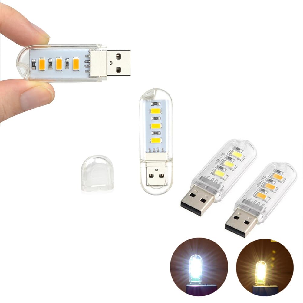 Cerioll LED do laptopa PC, lampka klawiatury komputera, mini przenośna lampa USB, lampa do komputera z 6 mieszanymi światłami LED USB (3 białe + 3 żółte)