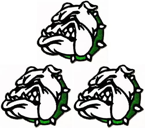 Kleenplus 3 piezas de Bulldog Pitbull - Parches bordados para planchar con diseño de perro de dibujos animados, diseño de bulldog con lindo collar