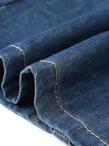 Image of Allegra K Denim Dress for Women's Long Sleeve Button Down A-Line Belted Classic Jean Dresses