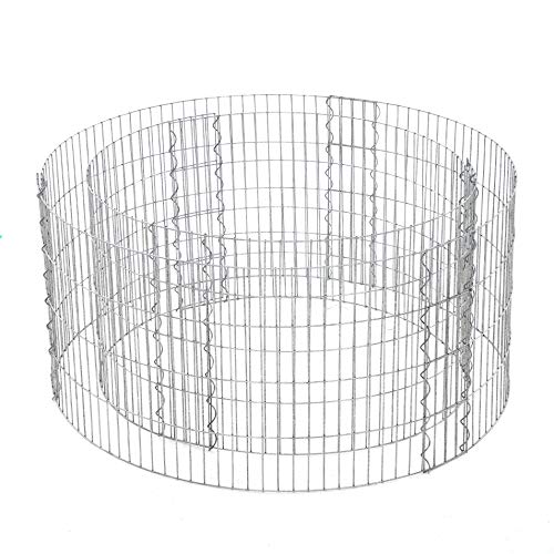 SONGMICS Gabione, runde Ziergabione, Steingabione aus Metall, Steinkorb, 2,5 x 10 cm engmaschiges Gitter, Drahtzaun aus verzinktem Stahl, rostfrei, 90 x 40 cm (Ø x H), 10 cm Abstand, Gartendeko GGB479