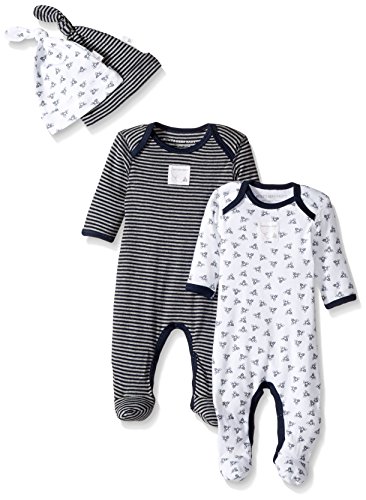 Image of Burt's Bees Baby baby girls Romper Jumpsuit, 100% Organic Cotton One-piece Coverall and Toddler Footie, Blueberry/White 2-pk, Preemie US