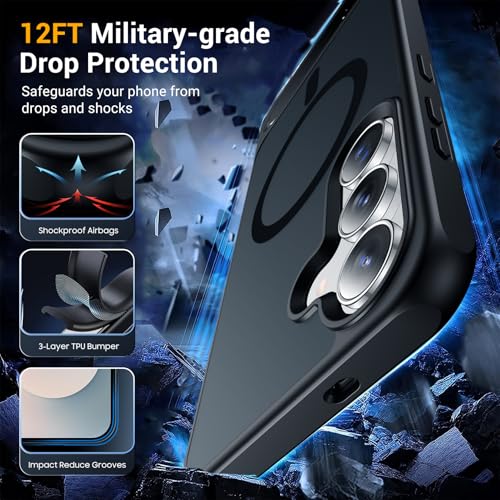 Image of SPIDERCASE Magnetic for Samsung Galaxy S25 FE Case, [3 Stand Ways][ Military Grade Drop Protection] with Invisible Stand Slim Phone Case for S25 FE 5G,Black