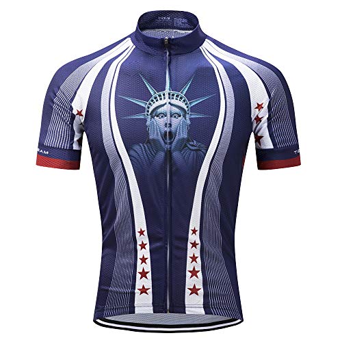 Radtrikot, kurzärmlig, USA-Stil, Fahrrad-Top mit Tasche, reflektierende Streifen - - Mittel Radtrikot, kurzärmlig, USA-Stil, Fahrrad-Top mit Tasche, reflektierende Streifen - - Mittel