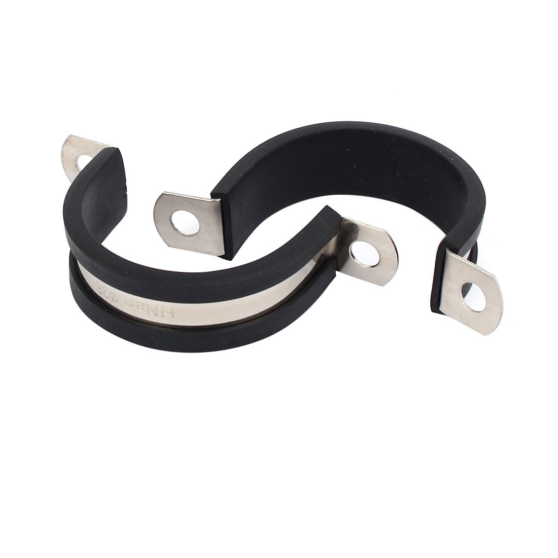 Aexit 38mm Dia Clamps EPDM Rubber Lined U Shaped Pipe Tube Wire Clamps Strap Clamps Clips 2pcs