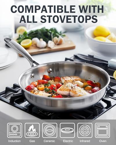 Cooks Standard 02814 Stainless Steel Frying Pan With Lid, 8-Inch Multi-Ply Clad Wok Stir Fry Pan, Kitchen Skillet thumb #2