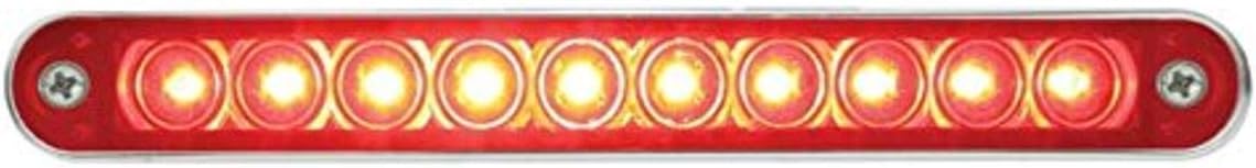 United Pacific 37638 10 LED 6-1/2" Light Bar with Bezel (Stop, Turn & Tail), Polycarbonate Red LED/Red Lens, Sonically Sealed Housing – One Unit