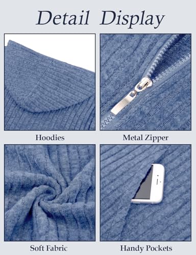 Flikity Hoodies for Women UK, Zip Up Cardigan Women Long Sleeve Hooded Tops Ladies Tunic Tops to Wear with Leggings Ladies Lightweight Jackets Work Clothes Blue L - Image 4