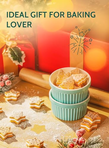 Sweese Porcelain Souffle Dishes, Ramekins - 8 Ounce for Souffle, Creme Brulee and Ice Cream - Set of 6, Turquoise - Image 6