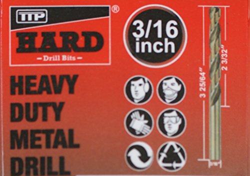 Ttp Hard Drills Bits 3/16-Inch, 10 X Imperial Drill Bits Cobalt For Drilling Harder Metals Stainless Chrome Aluminum Cast Iron #TOP1