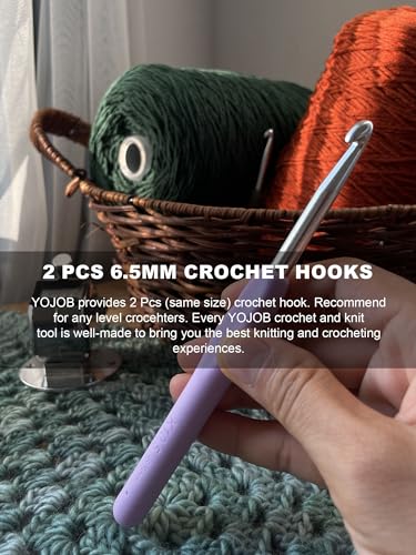 Image of 2Pcs 6.5mm Crochet Hooks, Ergonomic Crochet Hook for Arthritis and Beginners, Extra Long, Smooth, Comfortable (Size K / 6.5mm)