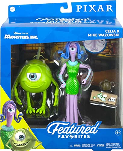 Disney Pixar Featured Favorites Celia Mae & Mike Wazowski Monsters Inc. Collectable Figures & Accessories, Highly Posable Authentic Look, Collectors Gift Age 6 Years & Up #TOP5