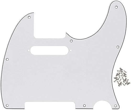 Miniatura 34 de FLEOR Juego de 8 agujeros TL para rascar con tornillos de golpeador, repuesto estándar USA/MX estilo TL, 4 capas, perla negra