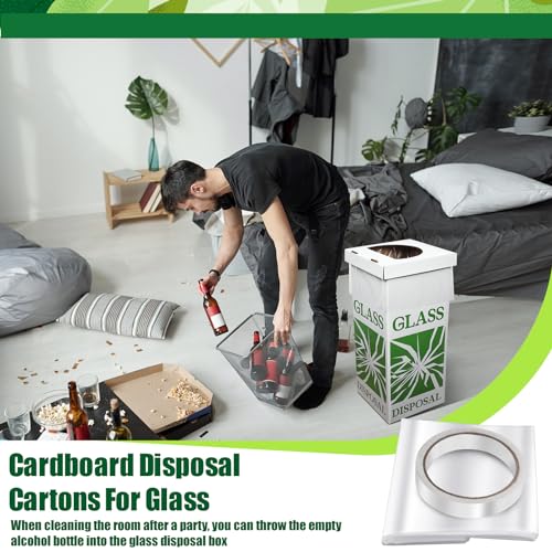 Image of Resurhang 6 Pcs Broken Glass Disposal Box 12 inch L x 12 inch W x 27 inch H Floor Model Laboratory Glass Disposal Cardboard Box Container Bins Trash Cans Cartons for Party Broken Bottle