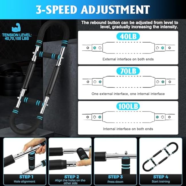 Twister Arm Trainer, Adjustable Chest Workout Equipment, Arm Trainer for Men, Portable Power Twister Bar, Detachable Design Fitness Anywhere