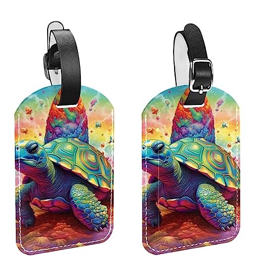 Étiquettes de bagage en cuir tortue lot de 2 pour valise