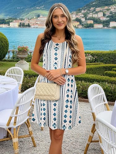 Image of Summer Dresses for Women 2026 Casual Sundresses Beach Cover Ups Sleeveless Tshirt Swing Dress with Pockets