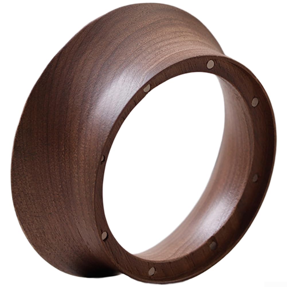 Anillo dosificador de café magnético de 51 mm en madera noble de nogal para barista de hogar