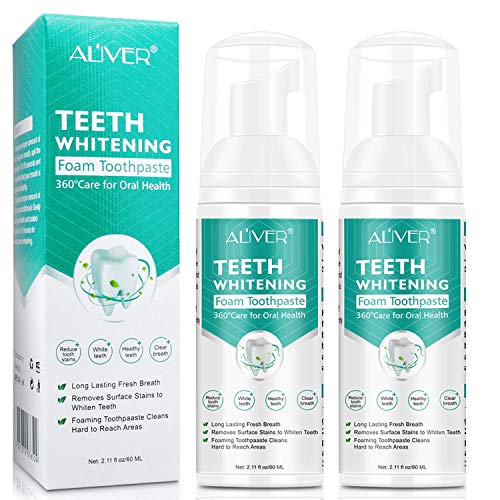 2Pcs Toothpaste Cleansing Foam, 60ml Baking Soda Toothpaste, Intensive Stain Removal Toothpaste, Travel Friendly, Easy to Use, Oral Care-Toothpaste Replacement, Ultra-fine Mousse Foam(2PCs)