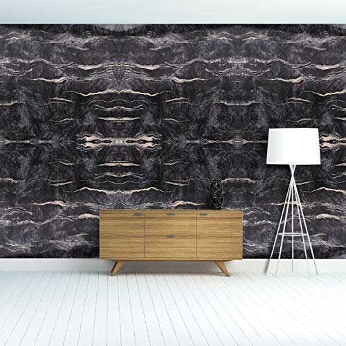 Image of Self Adhesive Wallpaper Waterproof Old Furniture Vinyl Stickers Wooden Door Wardrobe Desktop PVC Wall Papers (12 x 24 inch, Black Marble)