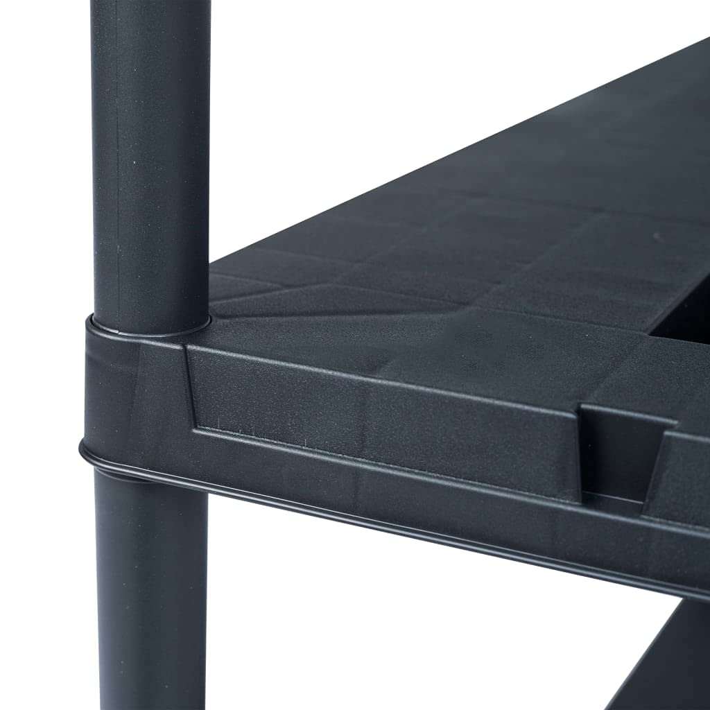 Regał magazynowy z tworzywa sztucznego, czarny, 90 x 40 x 138 cm, z 4 półkami, udźwig 220 kg, regał wtykowy do warsztatu, garażu, piwnicy, magazynu, regał do dużych obciążeń, do porządku i