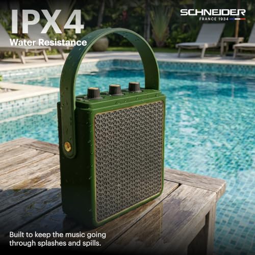 Image of Schneider ENERZA HP20 Portable Wireless Bluetooth Speaker | 20W Triple-Driver 360 Sound | Auracast & Bluetooth 5.4 | IPX4 Splash Proof | Fast Charge 0-80% in 1Hr | 10Hr Playtime - Jade