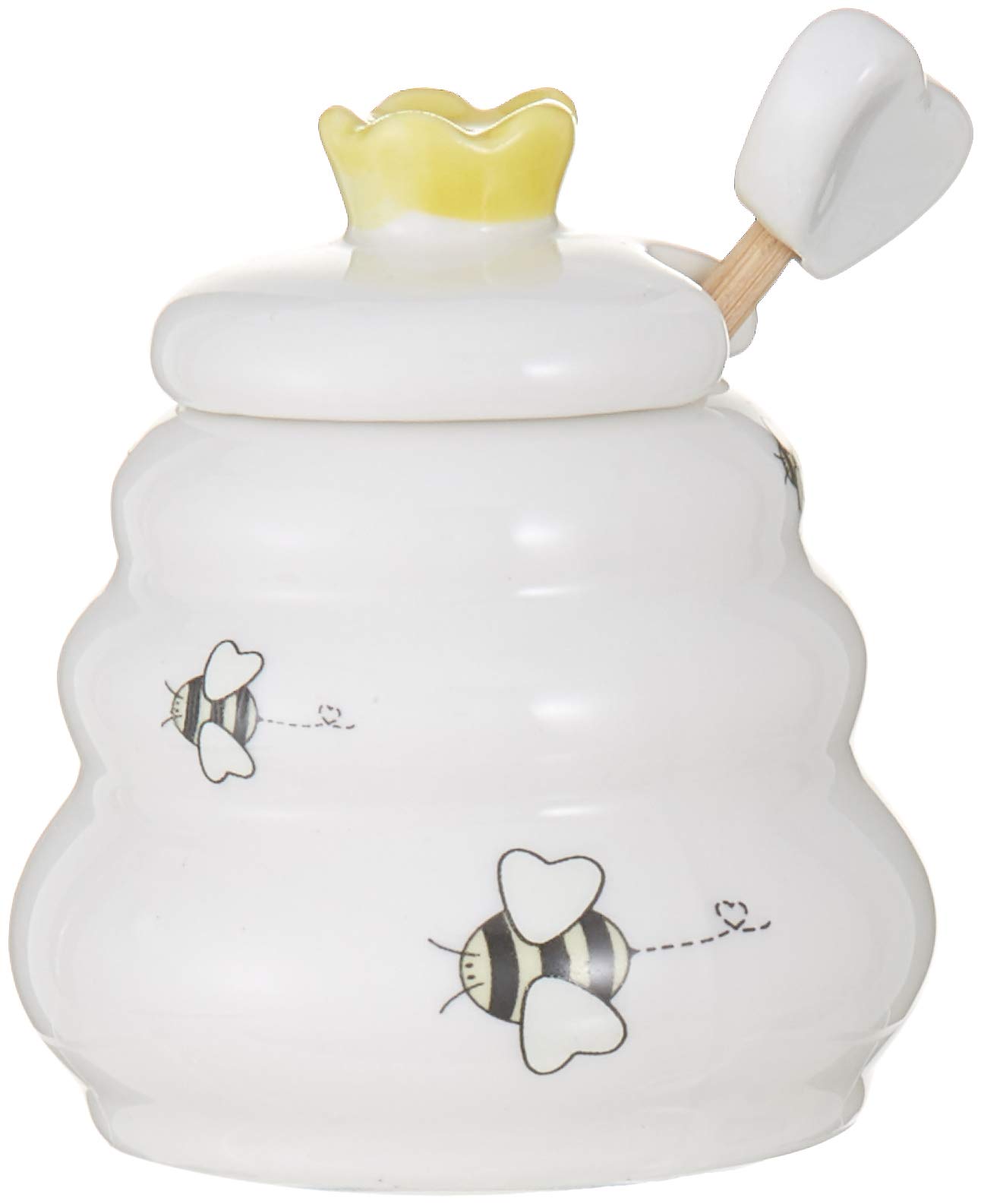 Kate AspenSweet As Can Bee Ceramic Honey Pot with Wooden Dipper