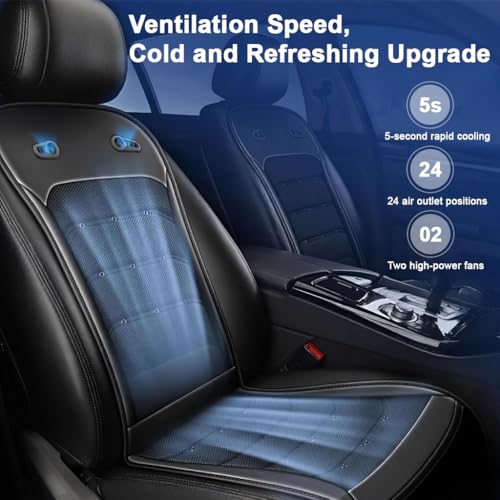 Image of STHIRA USB Cooling Fan Car Seat Cushion, 12V /24V Cool Wind Car Seat Cover with Breathable Mesh Panel Design, Portable Ventilated Seat Pad for Car, Truck, and SUV