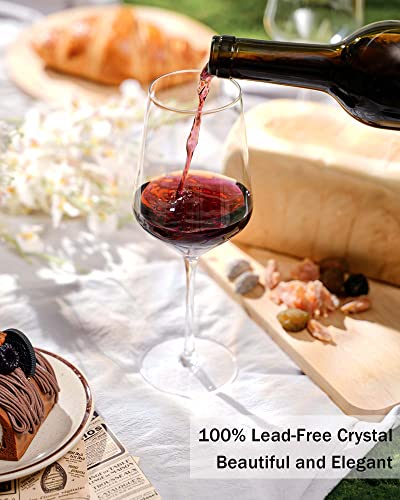 Jbho Wine Glasses Set Of 4, Modern Crystal Wine Glasses Hand Blown,Long Stem,Thin Rim,17Oz,Daily Use And Hosting Guests, Serving Red And White Wine With Gift Box For Mother's Day, Wedding Anniversary #TOP1