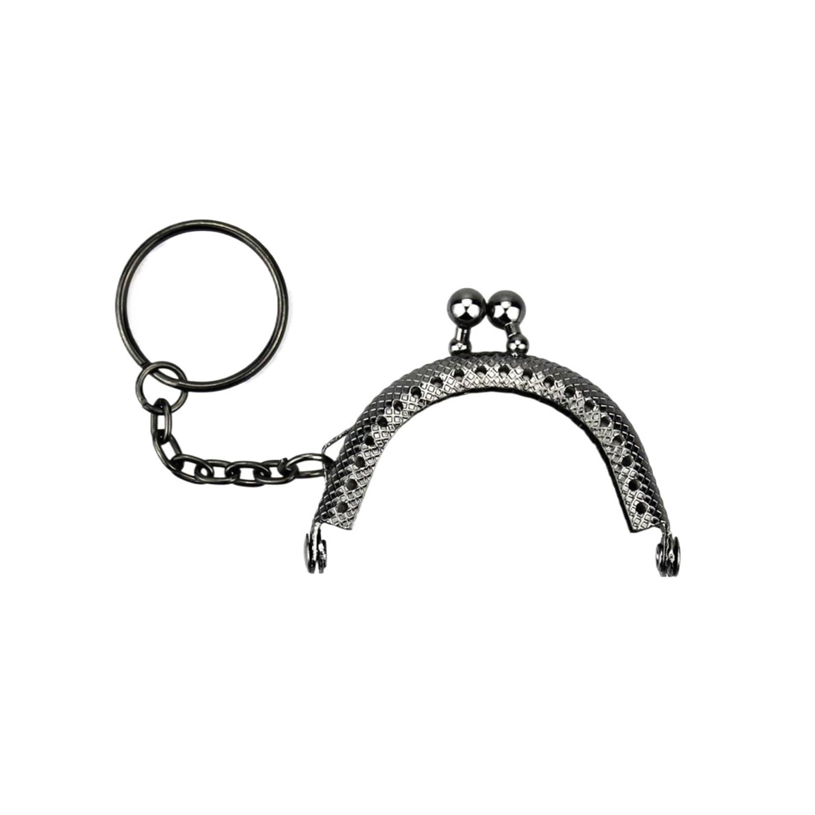 PVUVTNAHW 20Pcs/Lot 5cm Golden/Bronze/Silver/GunBlack Half Round Metal Purse Frame Kiss Clasp Lock With Key Ring(Gunblack)