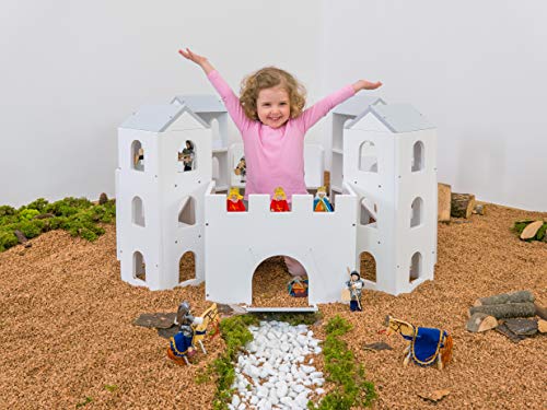 Betzold 754574 - Holz-Ritterburg für Kinder, 8-teilig, groß und stabil - Burg Ritter Spielen – Bild 5