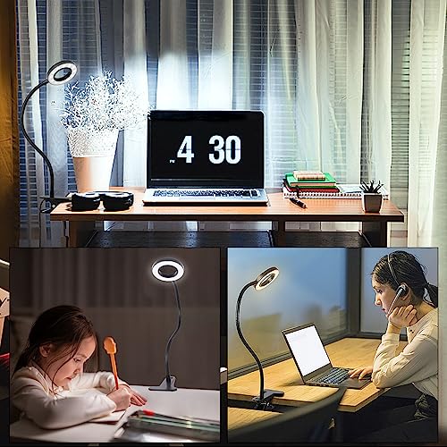 image for Woputne Desk Clip on Lamp for Reading Home Office, with 5V 2A Adapter,