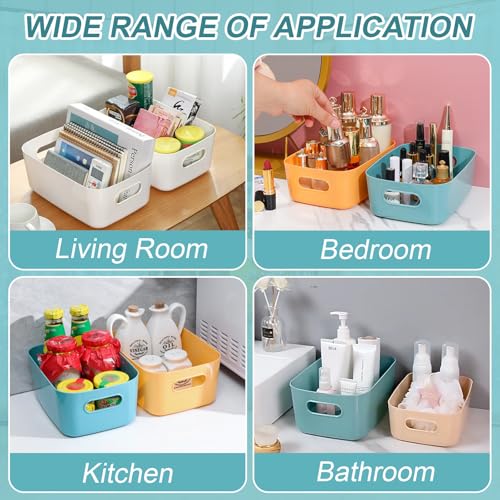 JJZGPP 13 Stück Aufbewahrungsboxen aus Kunststoff, Stapelbare Aufbewahrung Organizer Korb Boxen mit Griffen, Multifunctional Ordnungsboxen, Küchenschrank Organizer Box für, home, Bad, 7 Farben，2 Größe