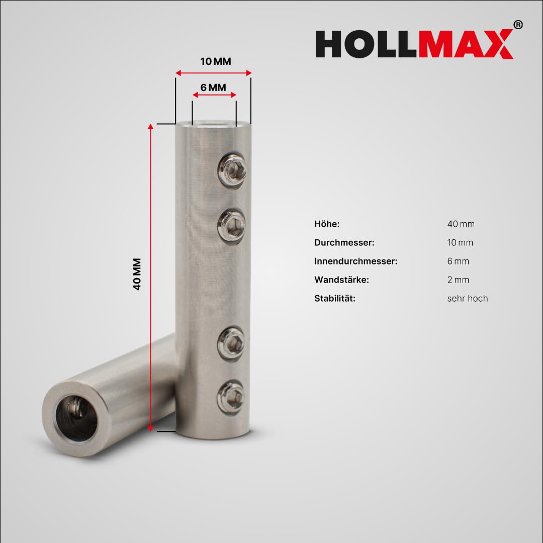 5 Stk. Staketenzaun Rollenverbinder/Drahtseilverbinder aus Edelstahl für Seile und Drähte von Ø 3-6 mm