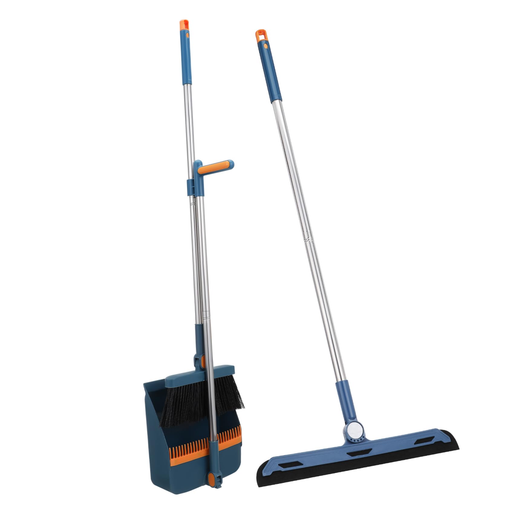 Juego de Escoba y Recogedor Multi-Funcional de Plástico Azul Plegable Diseño Compacto y Fácil Almacenamiento para Limpieza del Hogar
