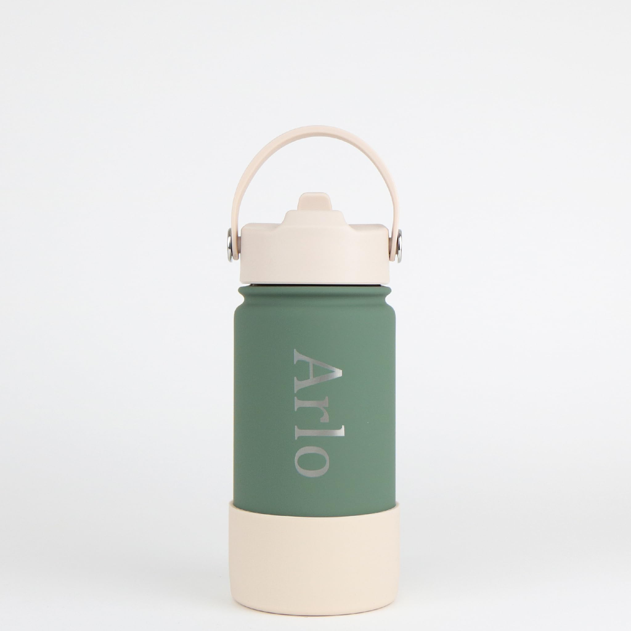 cribstar Personalised Water Bottle, Insulated Stainless Steel, Straw Lid, Laser Engraved Name, BPA Free, Leakproof (Hunter Green [Vertical Engraving], 18oz/500ml) — image 1