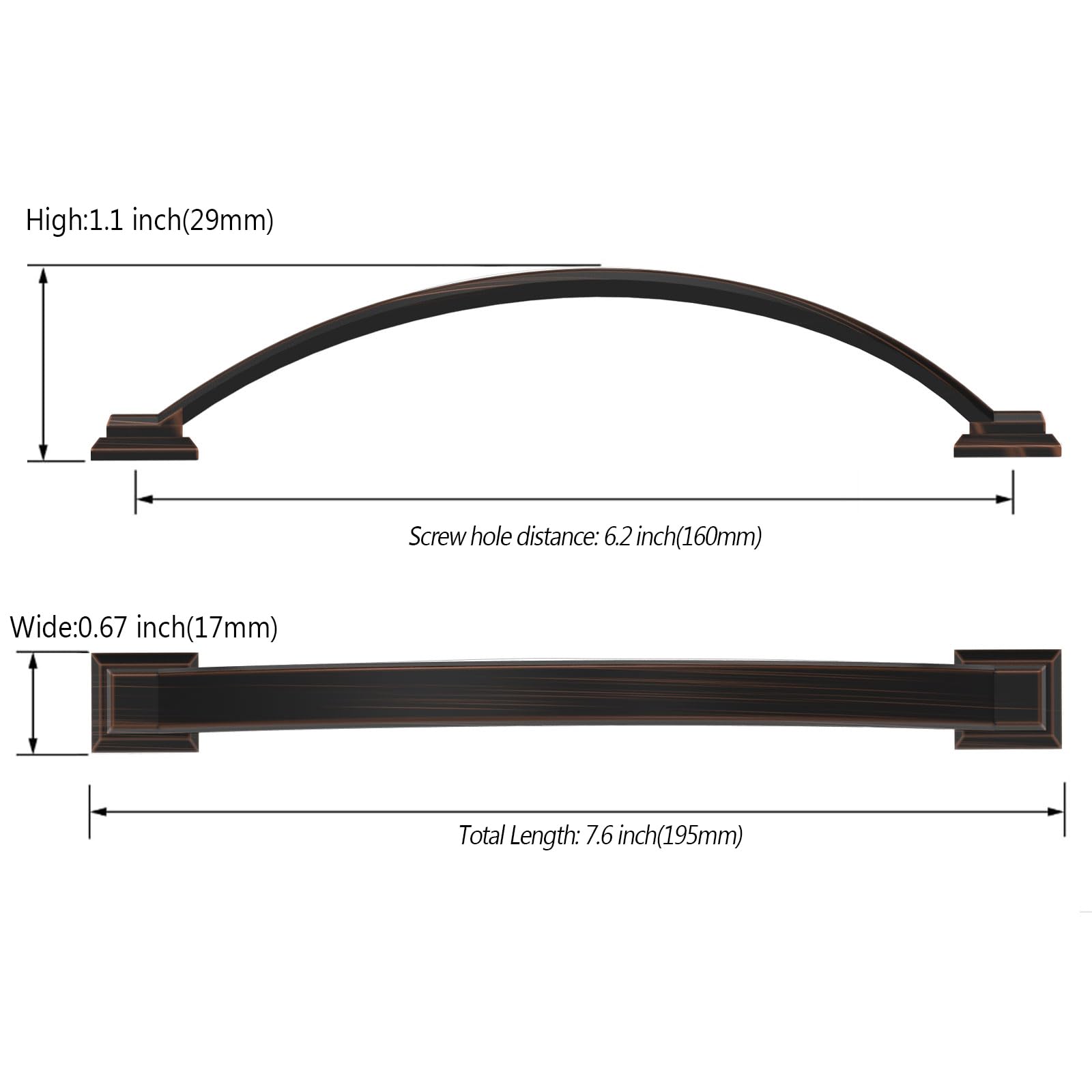 Amerdeco Paquete de 10 tiradores de bronce aceitado de 16 cm