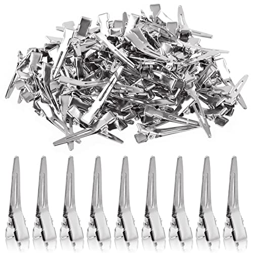 Pince crocodile en métal argenté de finition premium, lot de 100 pinces à cheveux de 3,6 cm