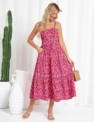 Image of GRACE KARIN 2026 Women's Spaghetti Vacation Sundress Summer Beach Flowy Boho Floral Maxi Dresses with Pockets